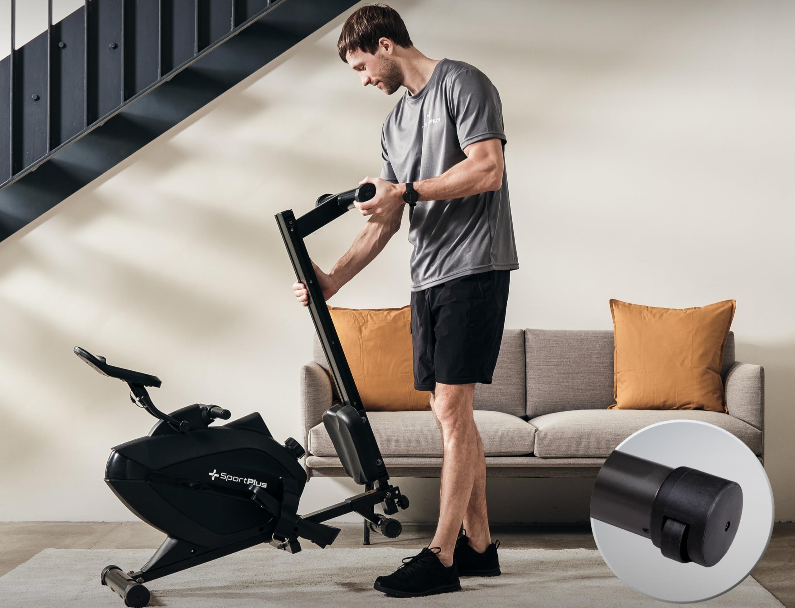 Rudergerät für zuhause klappbar - SportPlus Rudergerät klappbar extra leiser Magnetwiderstand - Rudermaschine für zuhause Kinomap - Rudergeräte Magnetwiderstand Trainingscomputer App Rowing Machine